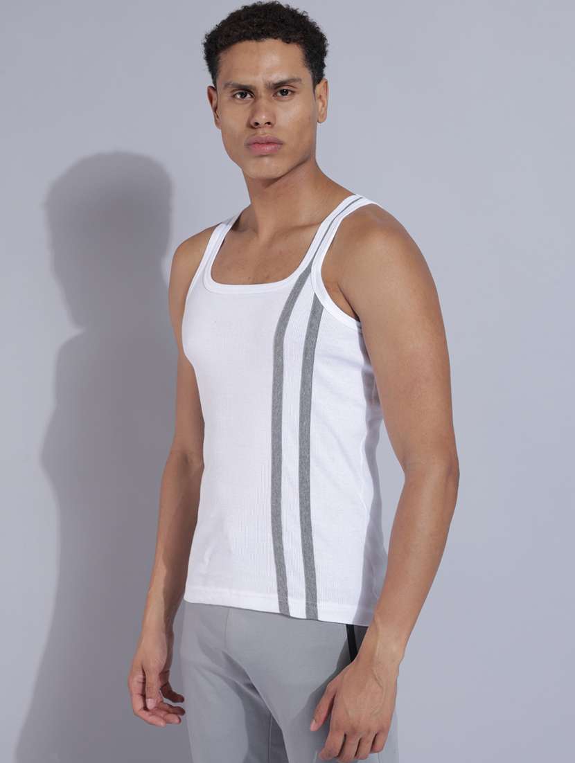 men pack of 4 striped sleeveless vest - 22180996 -  Standard Image - 1