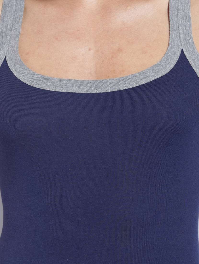 men pack of 4 solid sleeveless vest - 22181026 -  Standard Image - 4