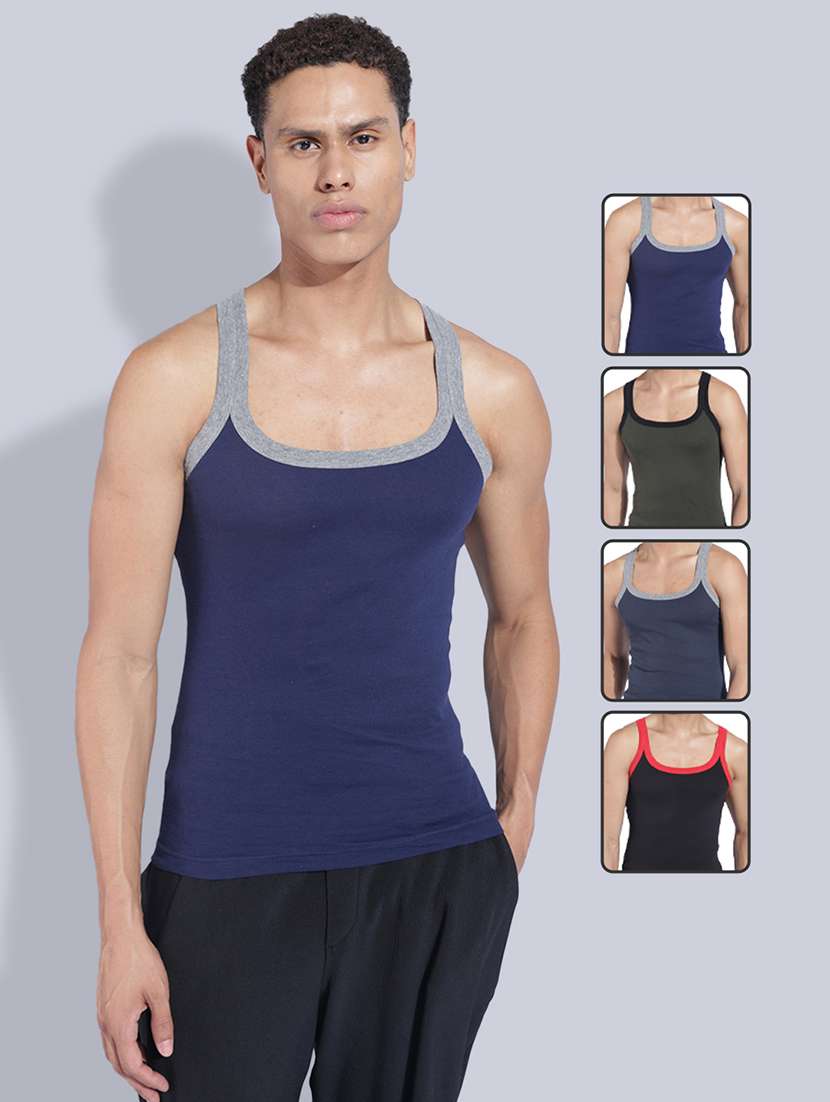 men pack of 4 solid sleeveless vest