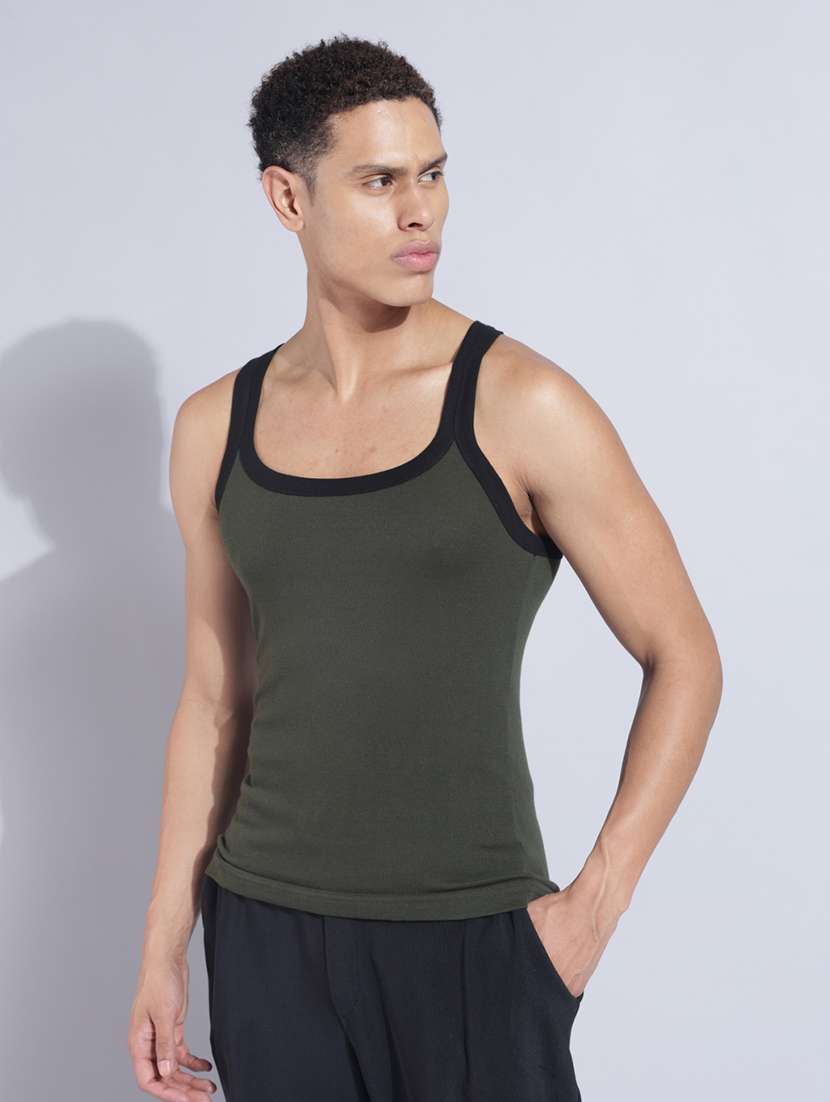 men pack of 4 solid sleeveless vest - 22181027 -  Standard Image - 1