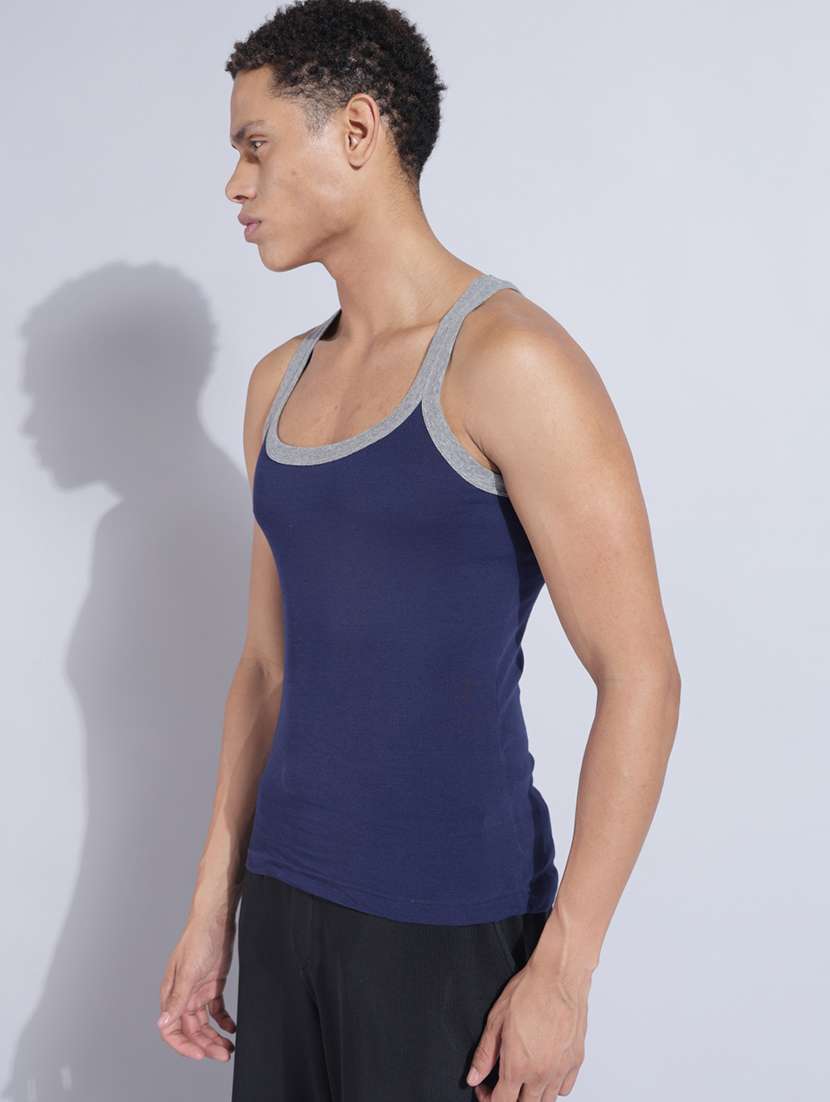 men pack of 5 solid sleeveless vest - 22181028 -  Standard Image - 1