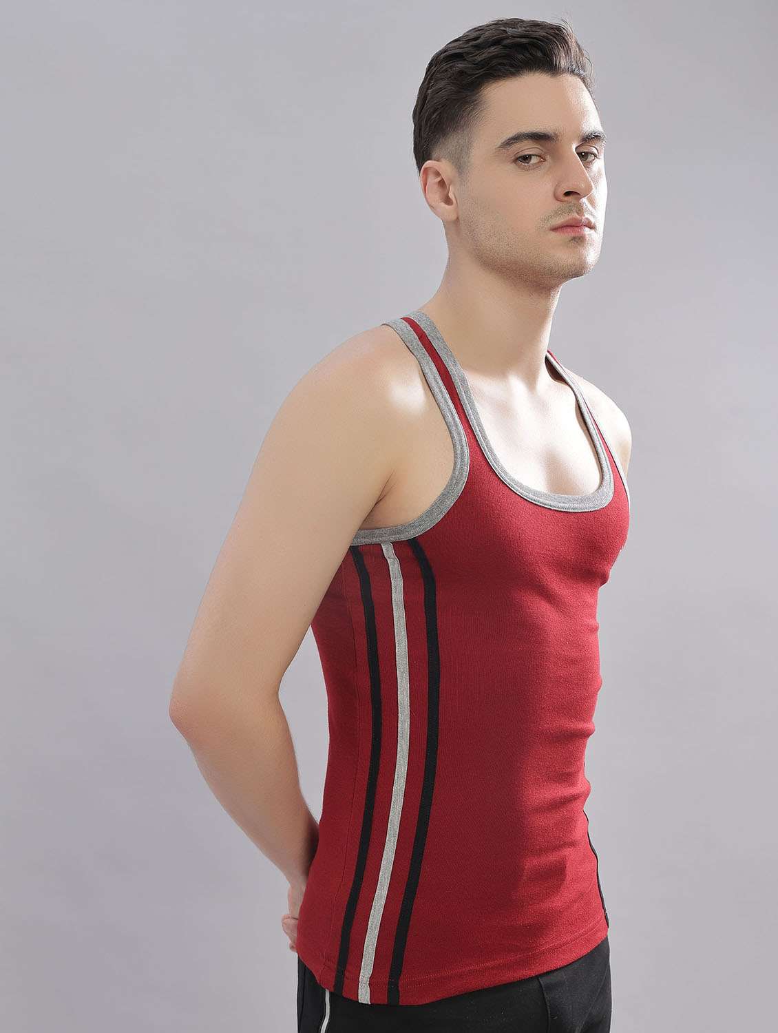 men pack of 3 striped sleeveless vest - 22181053 -  Standard Image - 1