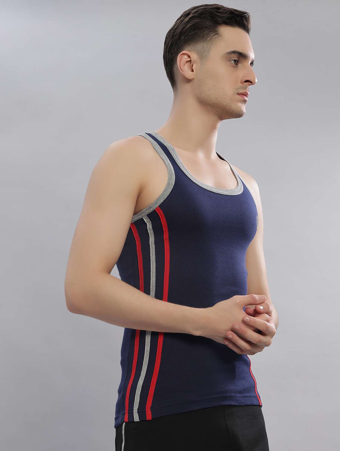 men pack of 3 striped sleeveless vest - 22181054 -  Standard Image - 1