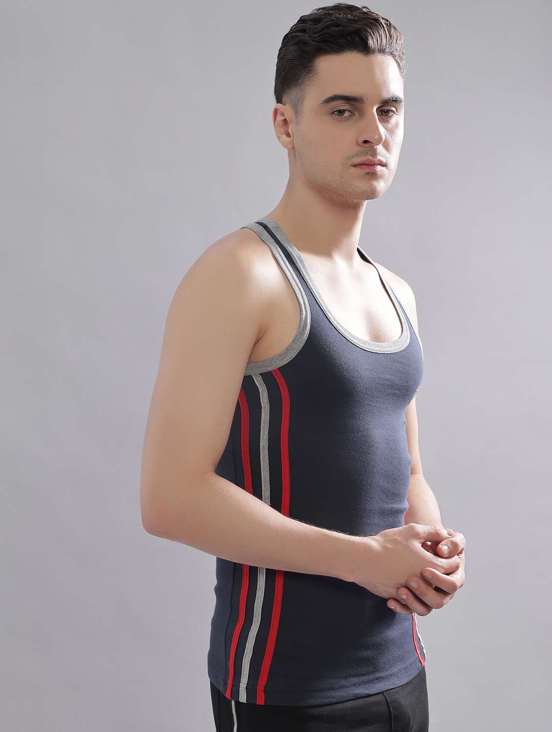 men pack of 4 striped sleeveless vest - 22181056 -  Standard Image - 1