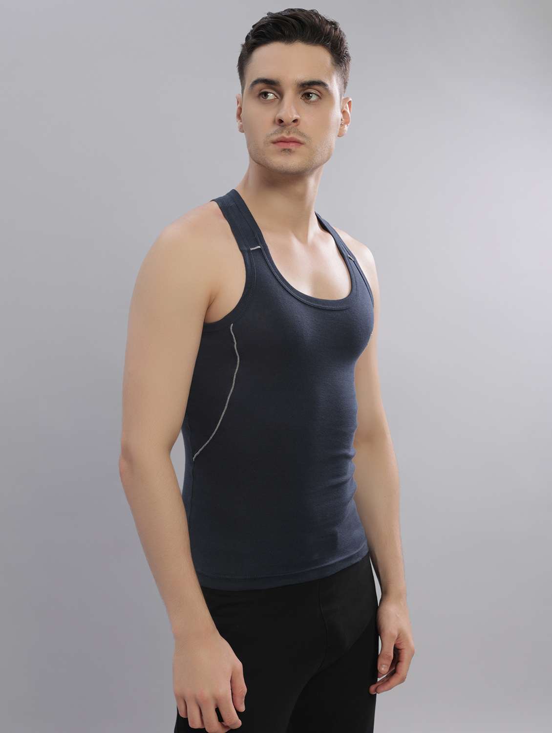 men pack of 5 solid sleeveless vest - 22181101 -  Standard Image - 1