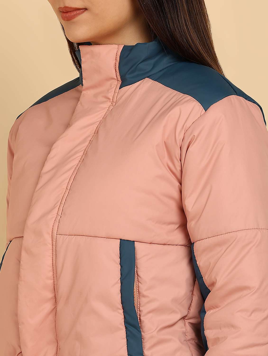 women color blocked long sleeve quilted jacket - 22181120 -  Standard Image - 4