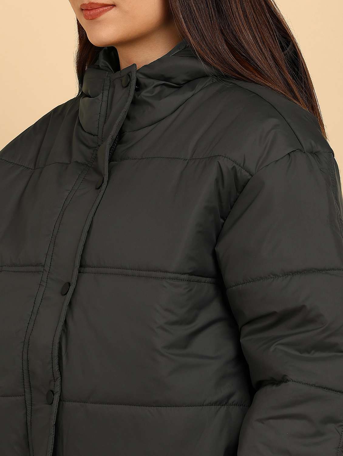 women solid long sleeve quilted jacket - 22181121 -  Standard Image - 4