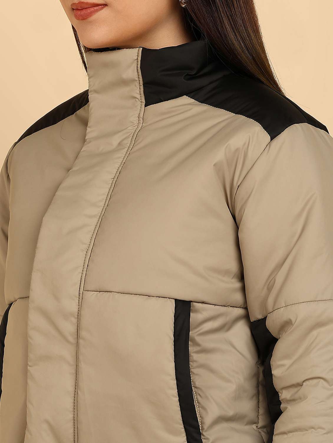 women color blocked long sleeve quilted jacket - 22181123 -  Standard Image - 4