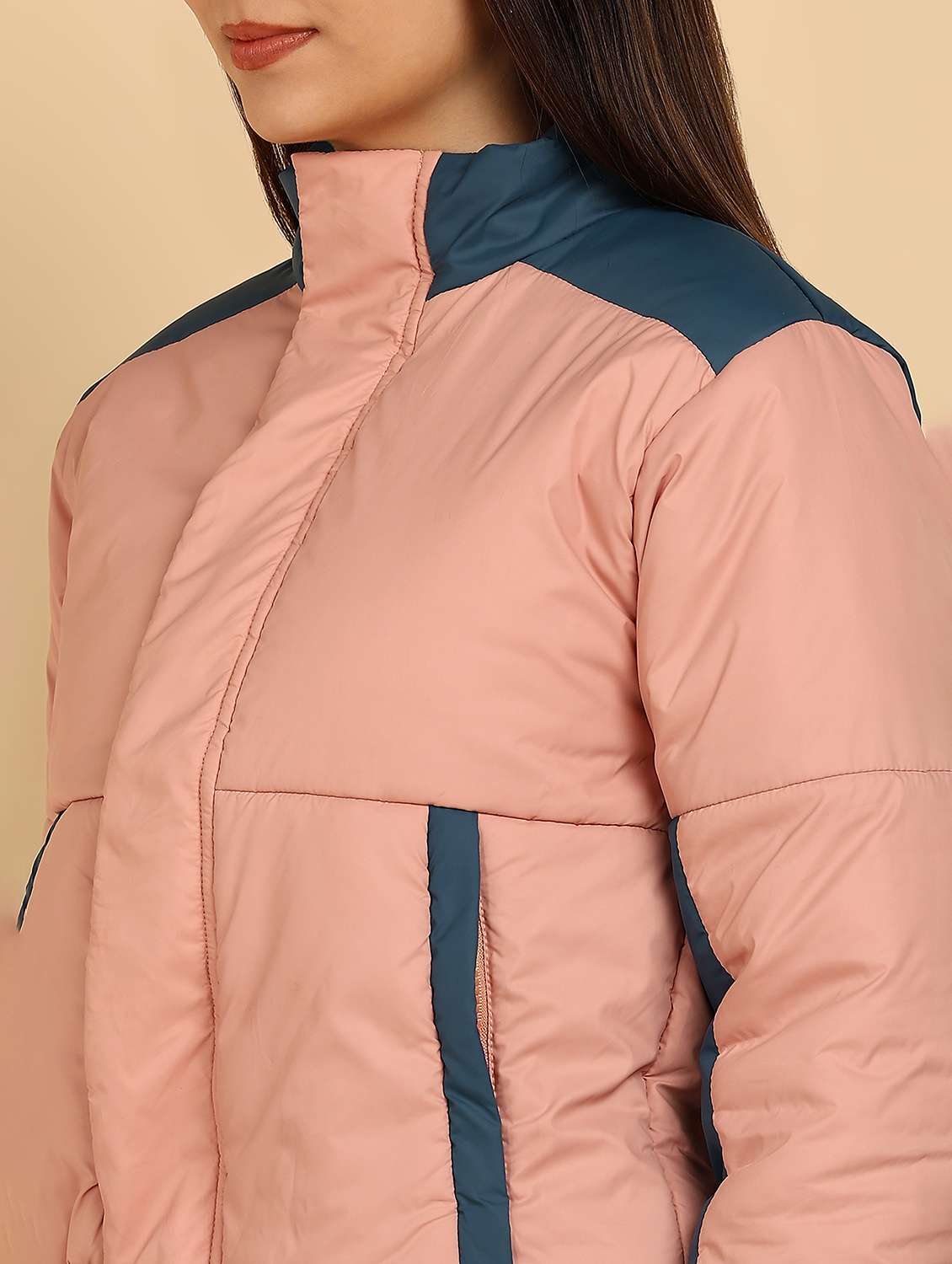 women color blocked long sleeve quilted jacket - 22181124 -  Standard Image - 4