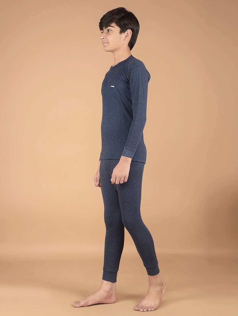boys solid round neck thermal wear set - 22181144 -  Standard Image - 1