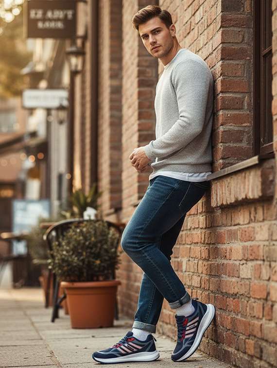 men blue lace up sport shoe - 22181195 -  Standard Image - 4