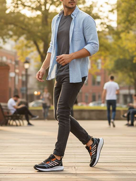 men black lace up sport shoe - 22181196 -  Standard Image - 4