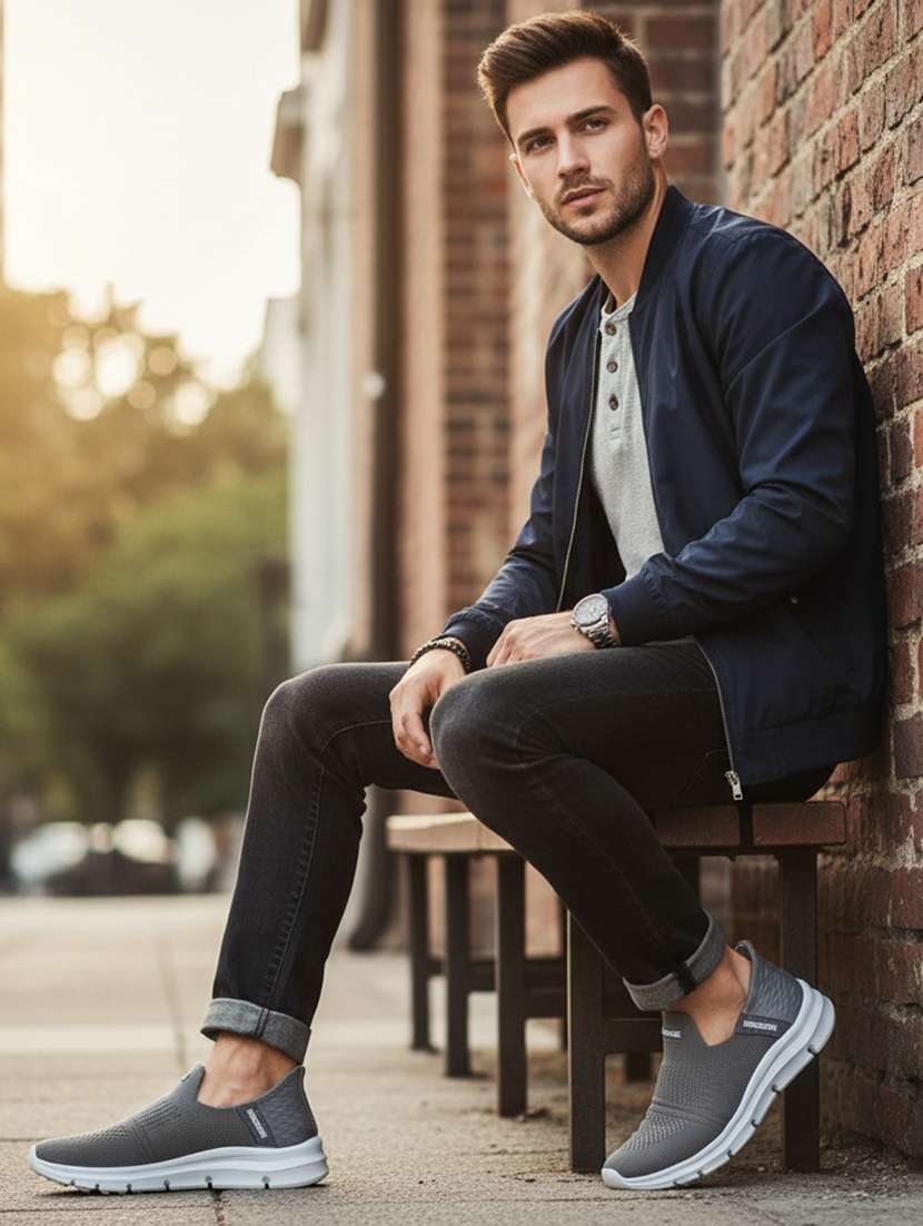 men grey slip on sport shoe - 22181197 -  Standard Image - 4