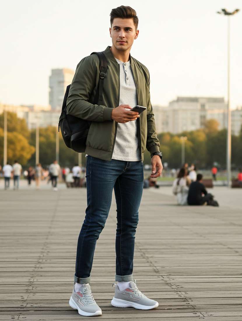 men grey lace up sport shoe - 22181203 -  Standard Image - 4