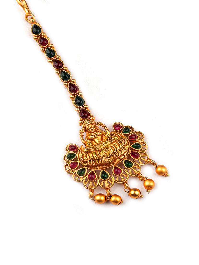 gold plated goddess maangtika  - 22181250 -  Standard Image - 1