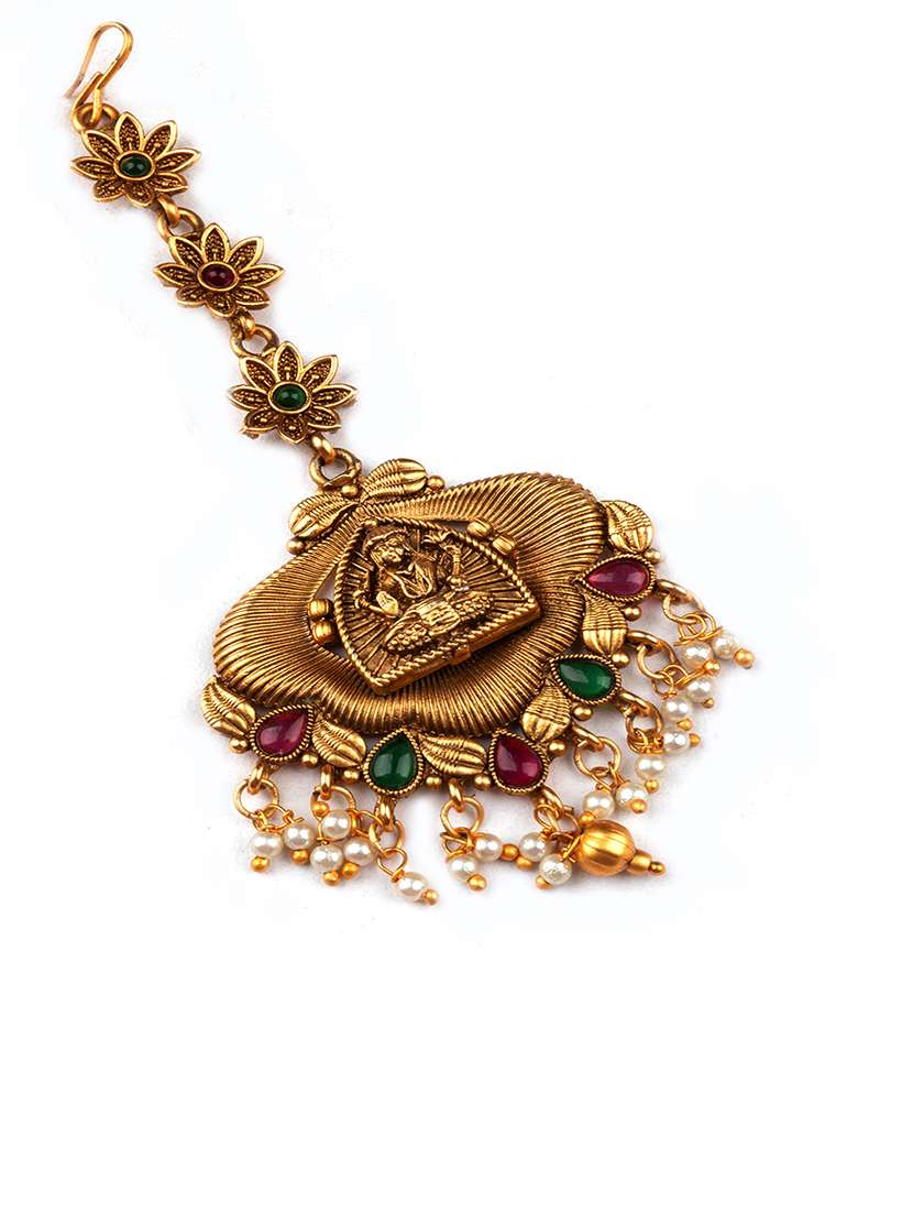 golden goddess flower maang tikka  - 22181253 -  Standard Image - 1