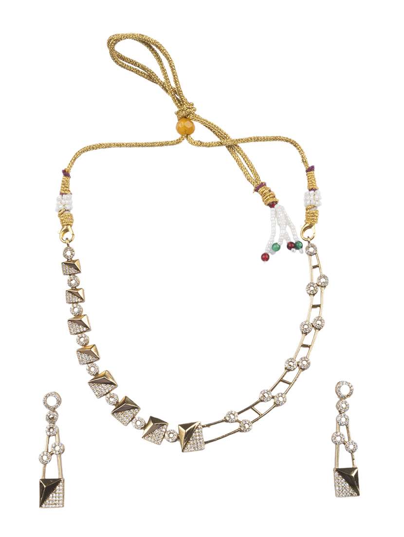 gold alloy necklaces and earring - 22181256 -  Standard Image - 1