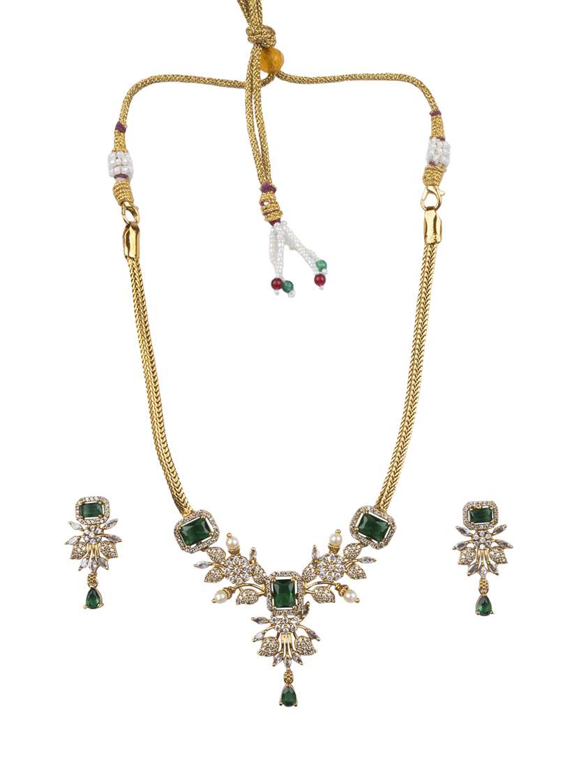 green alloy necklaces and earring - 22181262 -  Standard Image - 1