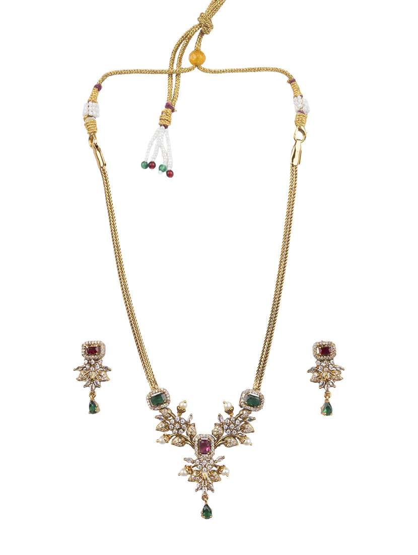 multi colored alloy necklaces and earring - 22181263 -  Standard Image - 1