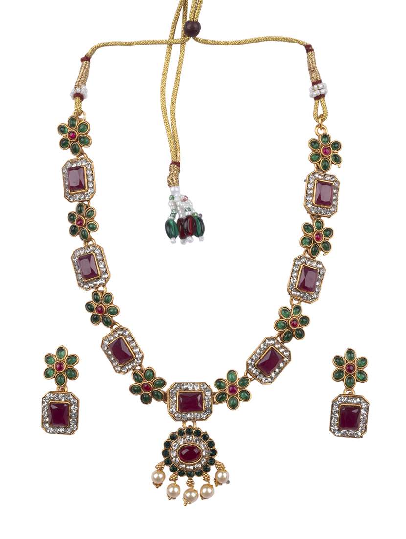 multicolor flower necklace set - 22181277 -  Standard Image - 1