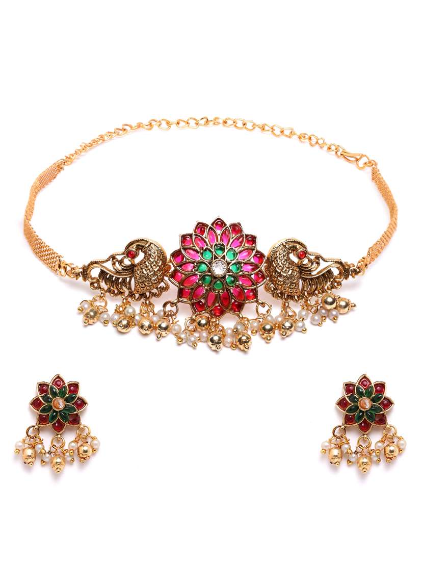 women minimalist multicolor floral choker set - 22181281 -  Standard Image - 1