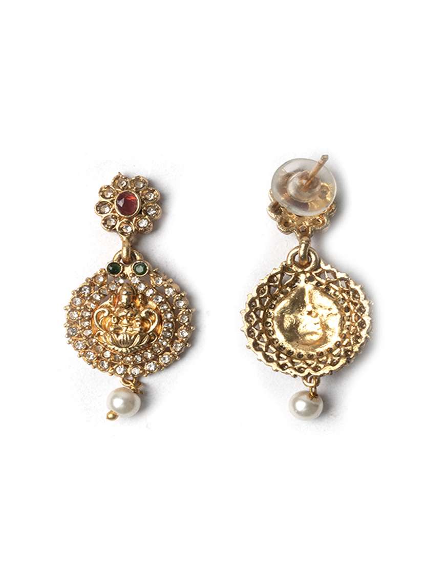 women gold plated stone studded necklace set - 22181292 -  Standard Image - 4