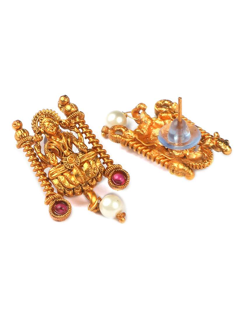 women traditional laxmi gold plated necklace set - 22181294 -  Standard Image - 4