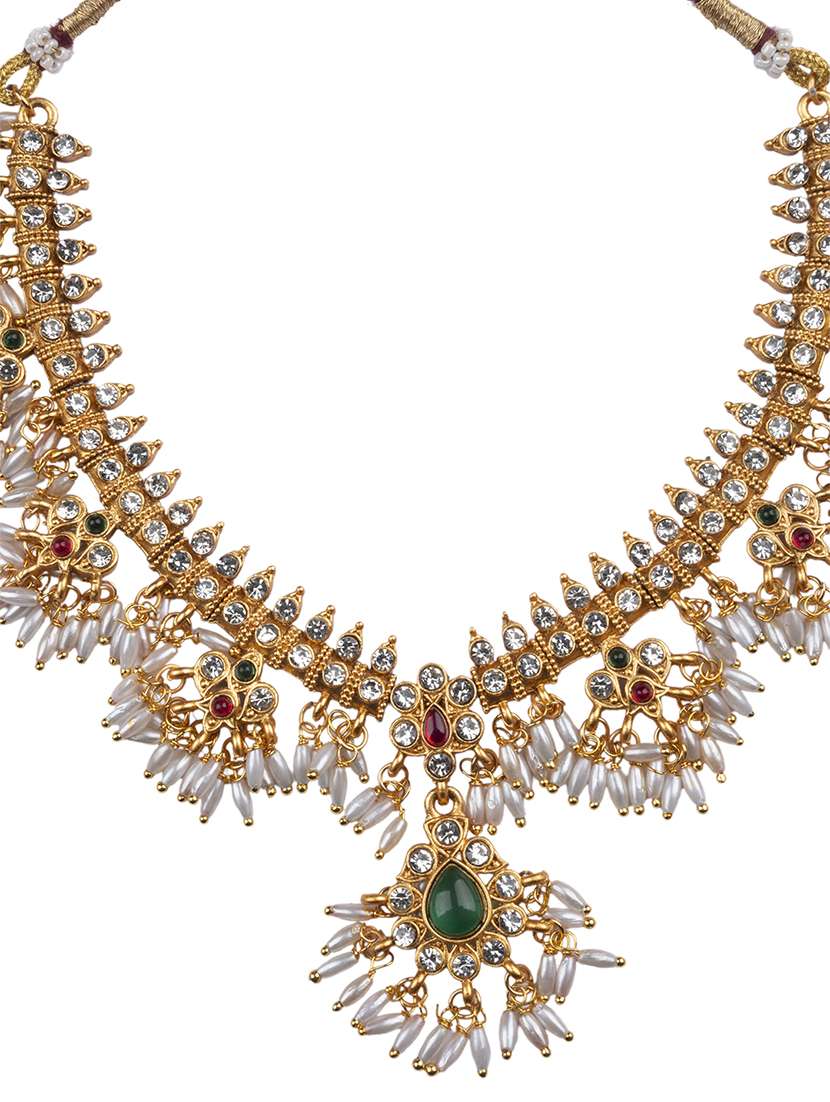 women alloy necklace and earrings set - 22181303 -  Standard Image - 1