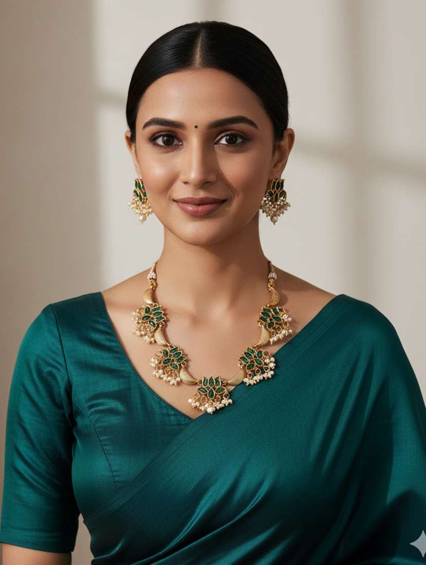 women alloy necklace and earrings set - 22181304 -  Standard Image - 1