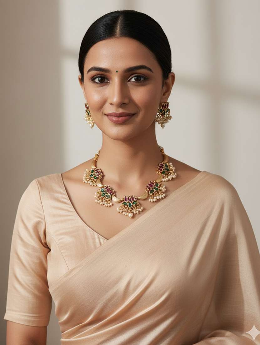 women alloy necklace and earrings set - 22181305 -  Standard Image - 1