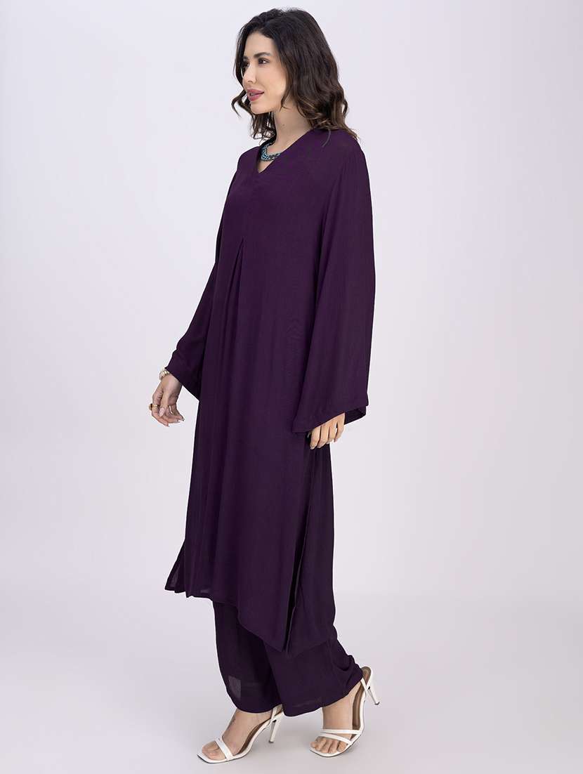 women solid bell sleeve a-line kurta - 22181382 -  Standard Image - 1