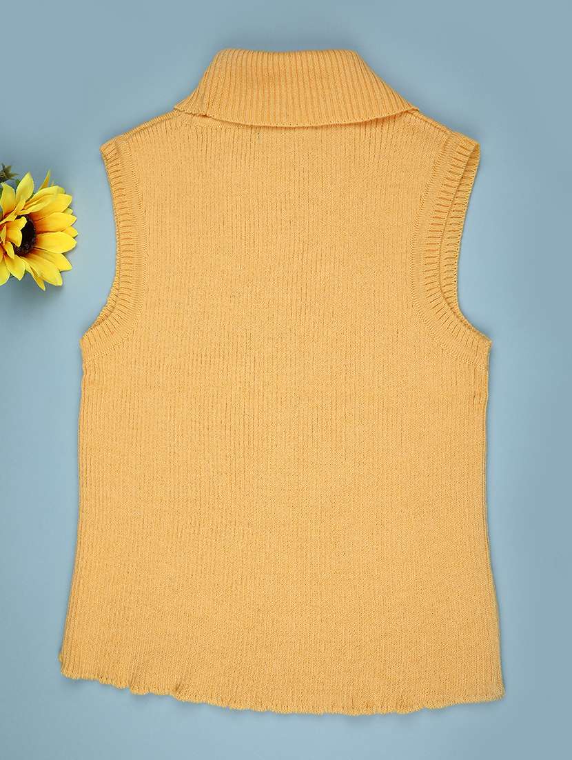 girls solid high neck sleeveless sweater - 22181393 -  Standard Image - 1