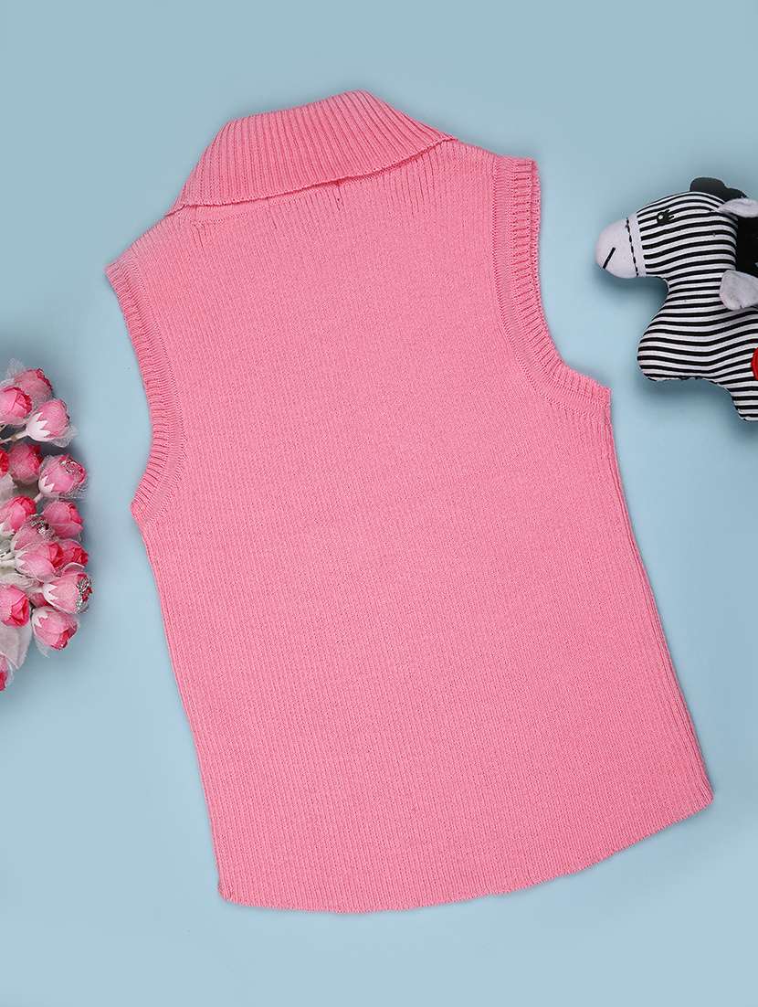 girls solid high neck sleeveless sweater - 22181394 -  Standard Image - 1