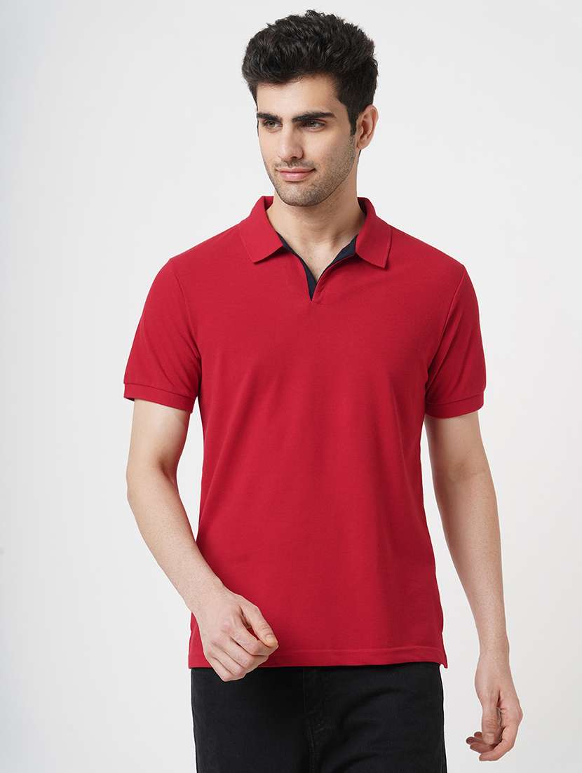 men solid short sleeve polo t-shirt