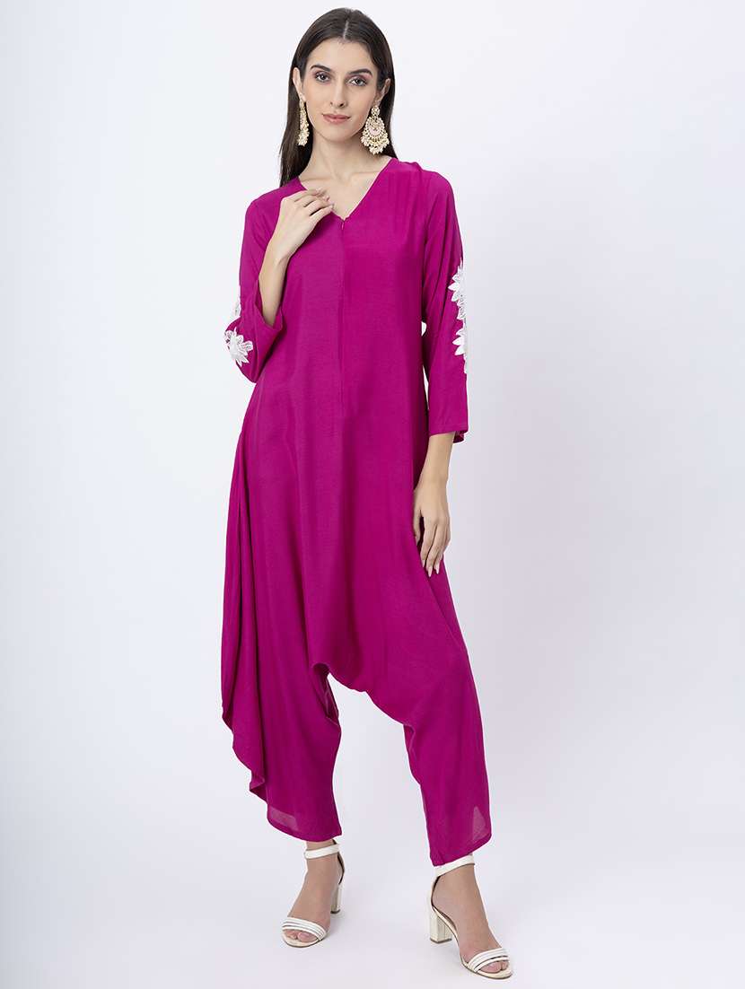 women embroidered long sleeve ethnic jumpsuit