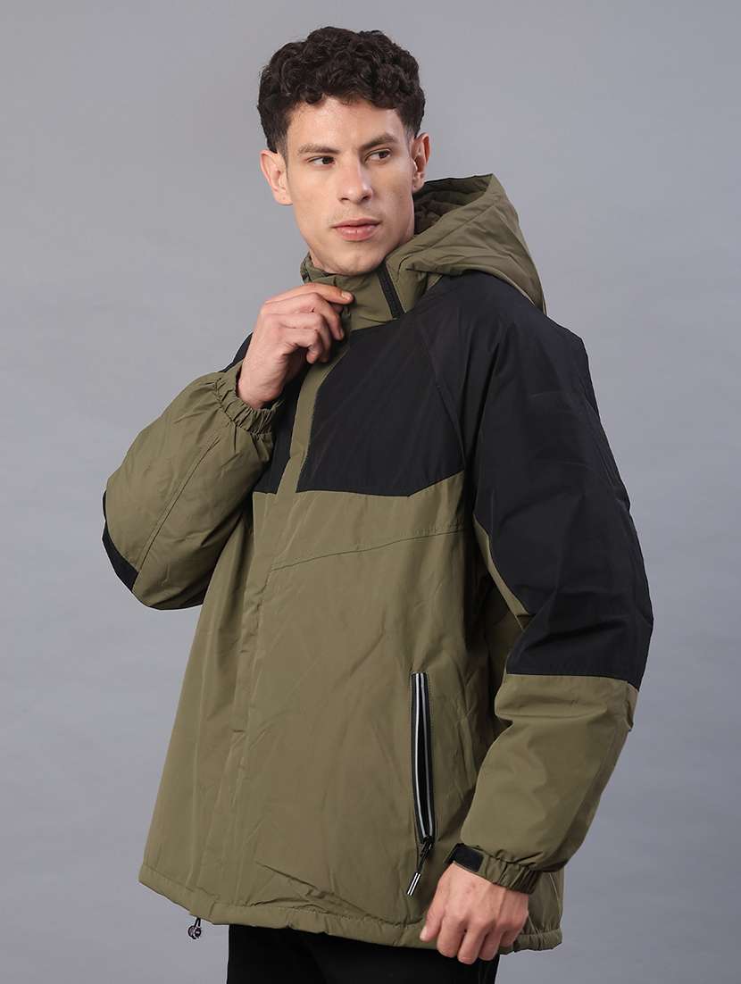 men color blocked long sleeve hooded quilted jacket - 22181416 -  Standard Image - 1