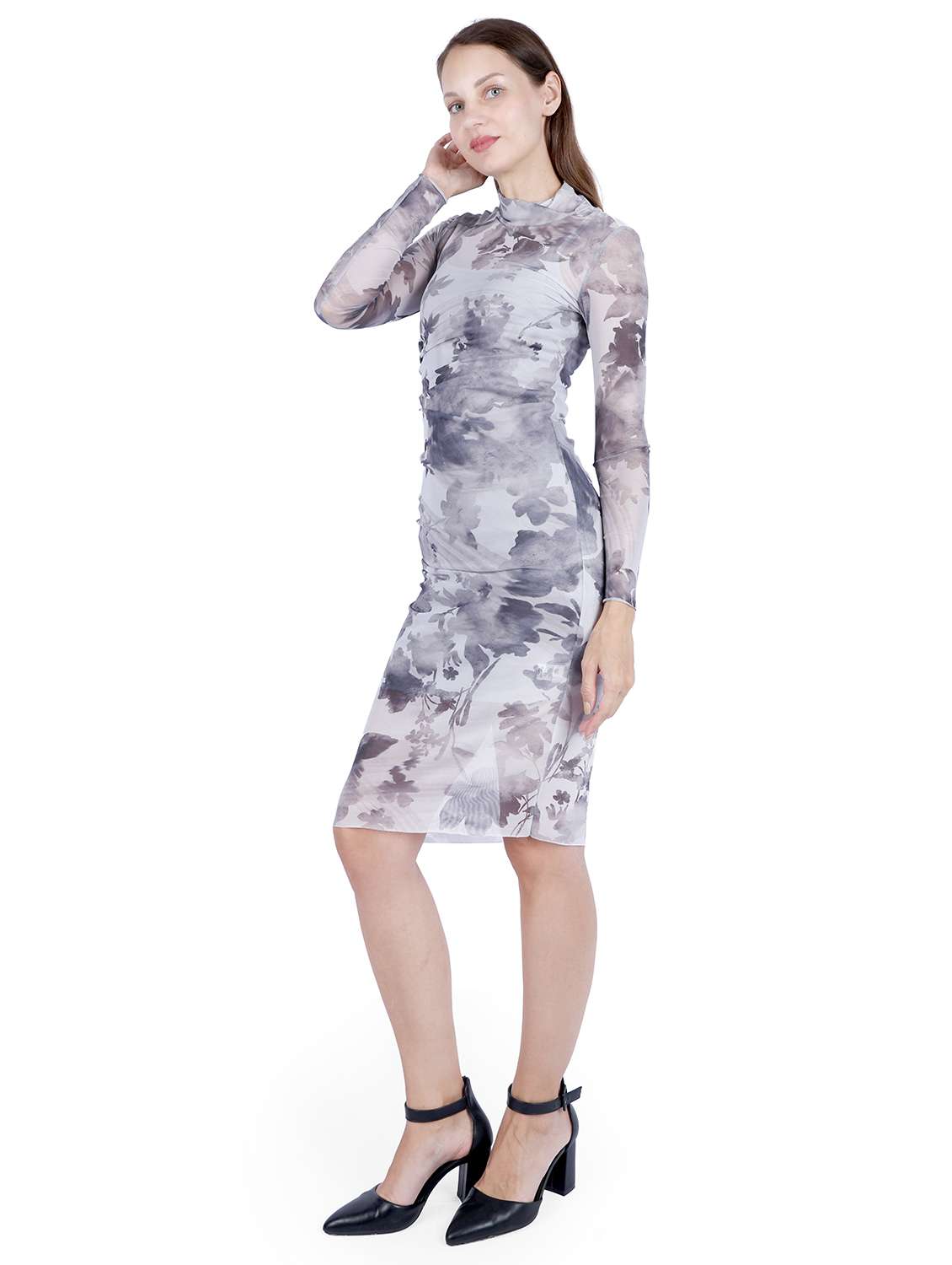 women printed long sleeve bodycon dress - 22181432 -  Standard Image - 1