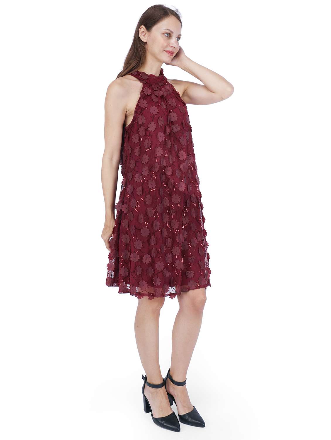 women self designed halter neck a-line dress - 22181459 -  Standard Image - 1