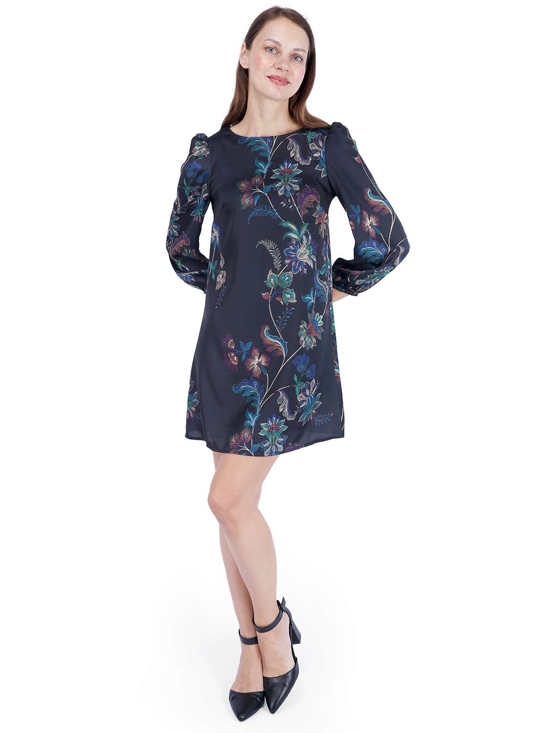 women floral print puff sleeve a-line dress - 22181462 -  Standard Image - 1