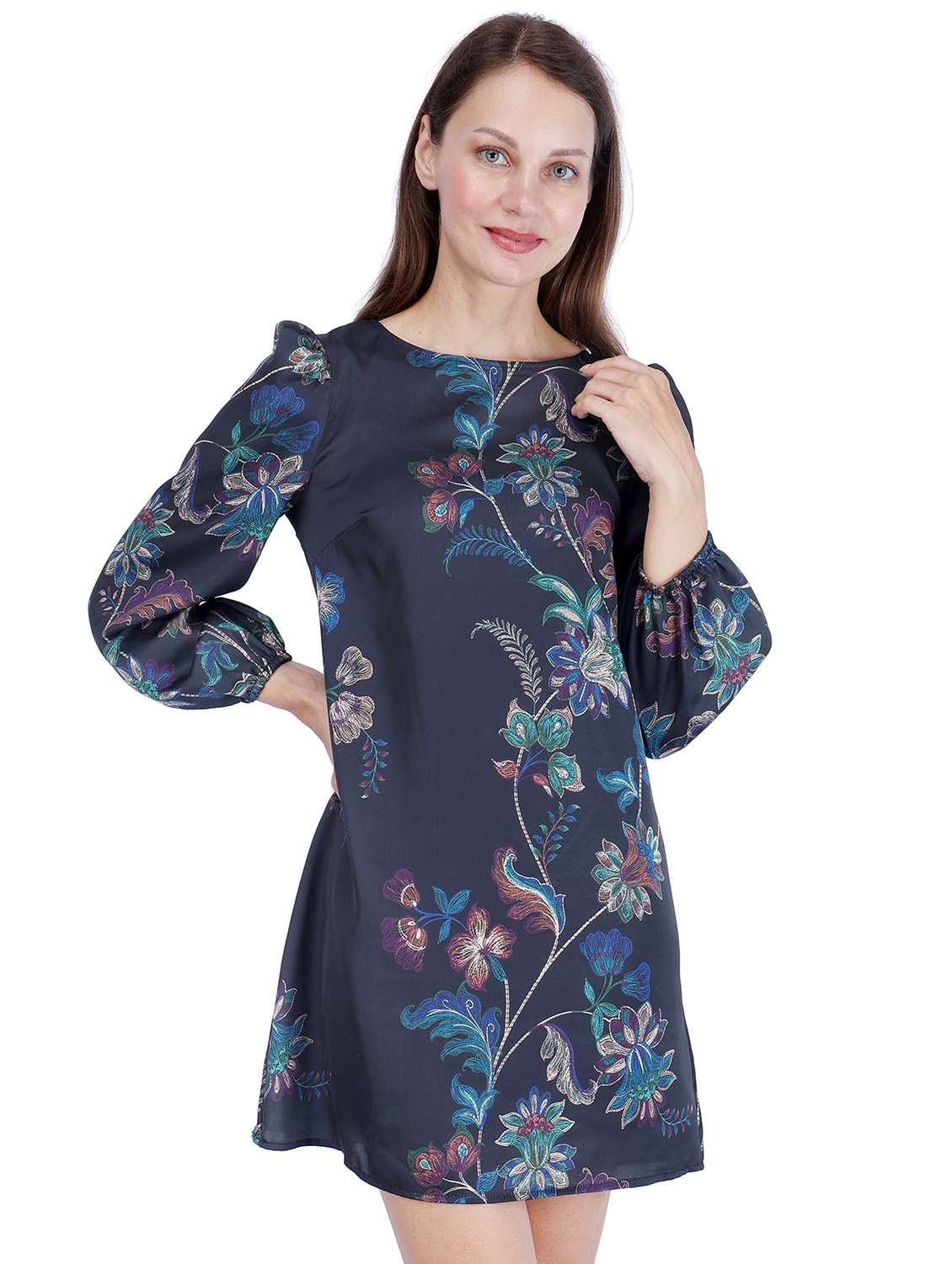 women floral print puff sleeve a-line dress - 22181462 -  Standard Image - 4