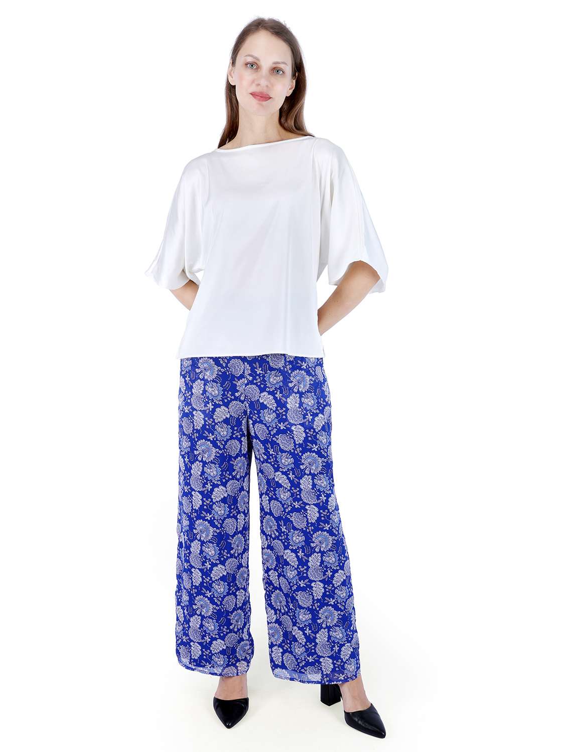 women solid puff sleeve regular top
