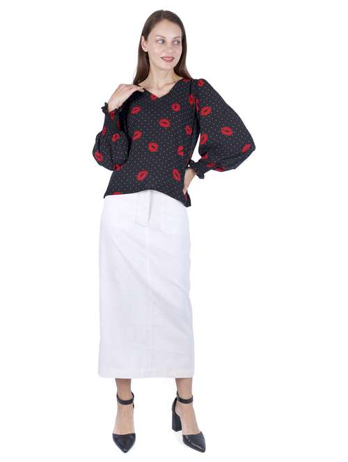 women printed puff sleeve regular top - 22181470 -  Standard Image - 0