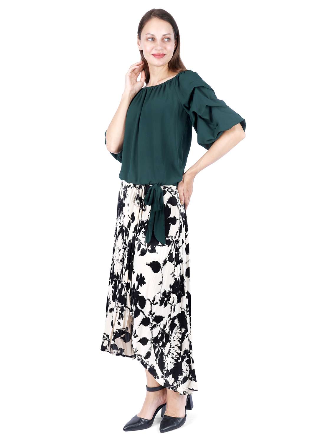 women solid ruffle sleeve regular top - 22181471 -  Standard Image - 1