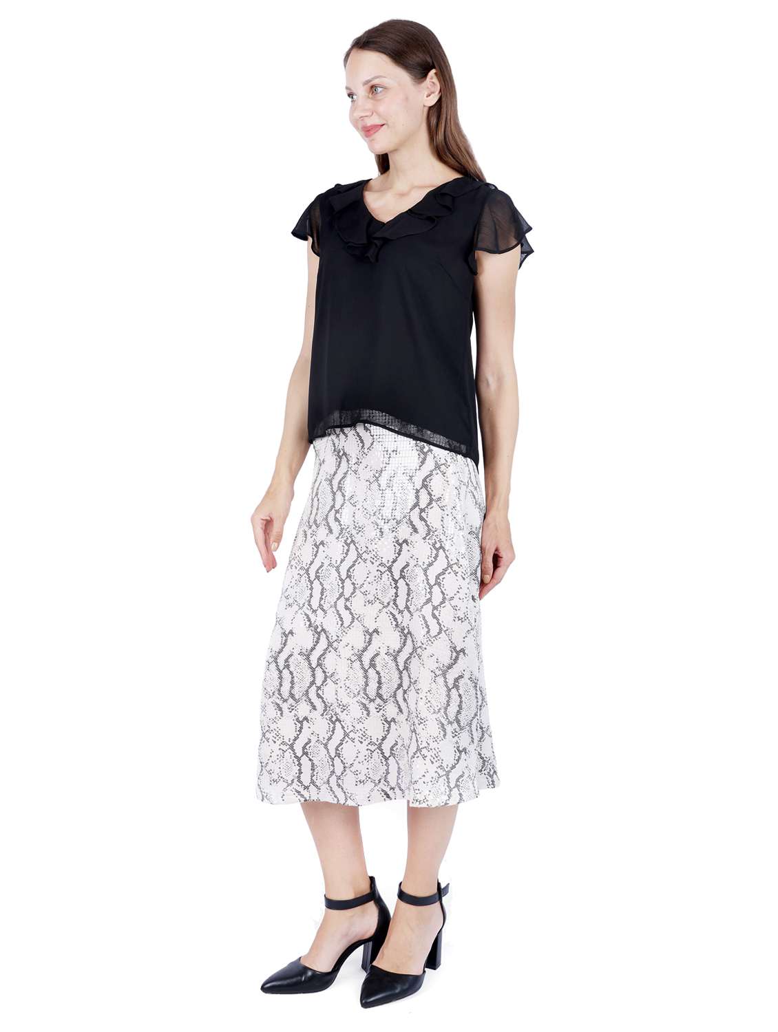 women solid ruffle sleeve regular top - 22181474 -  Standard Image - 1