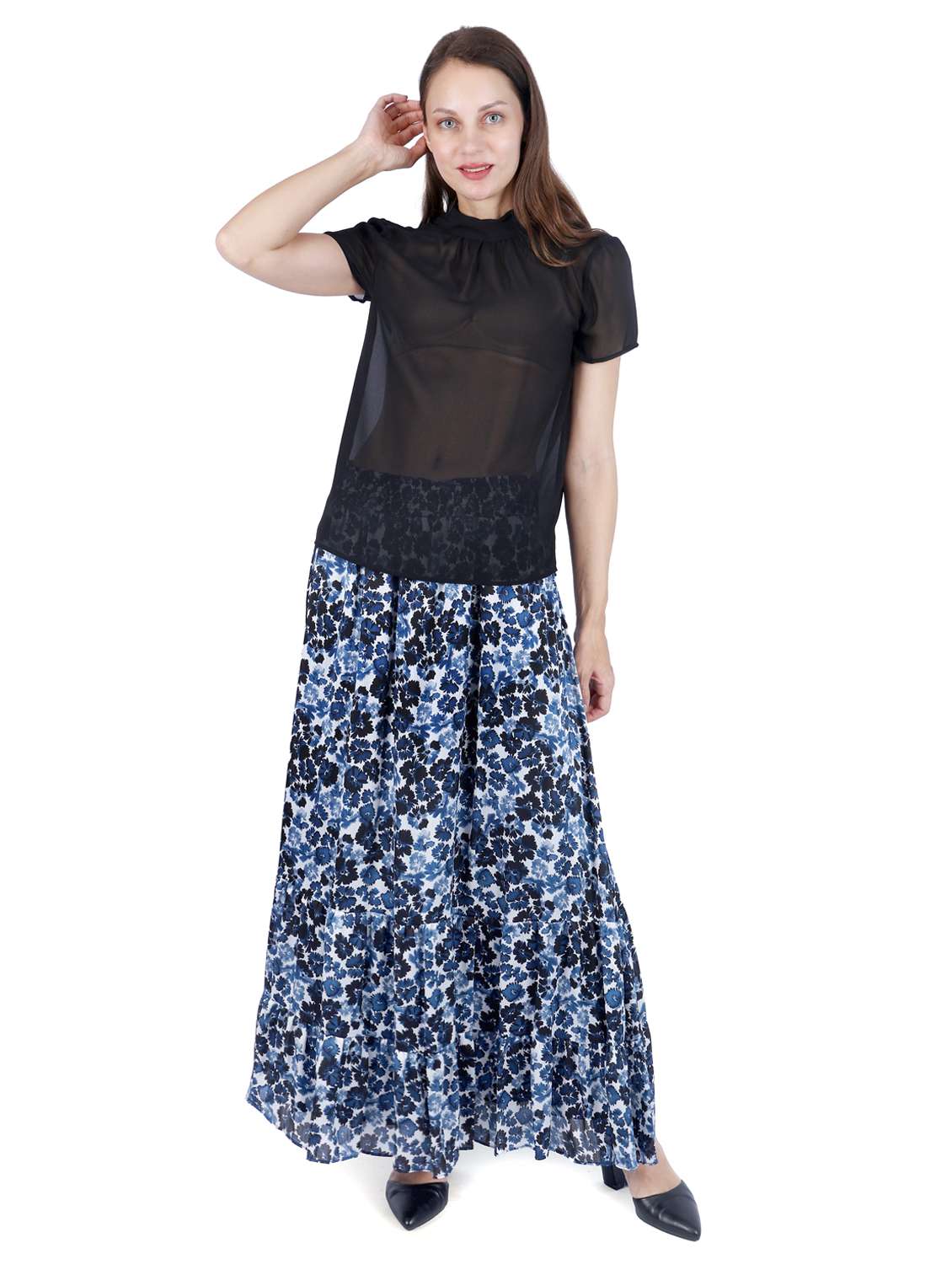 women solid puff sleeve regular top