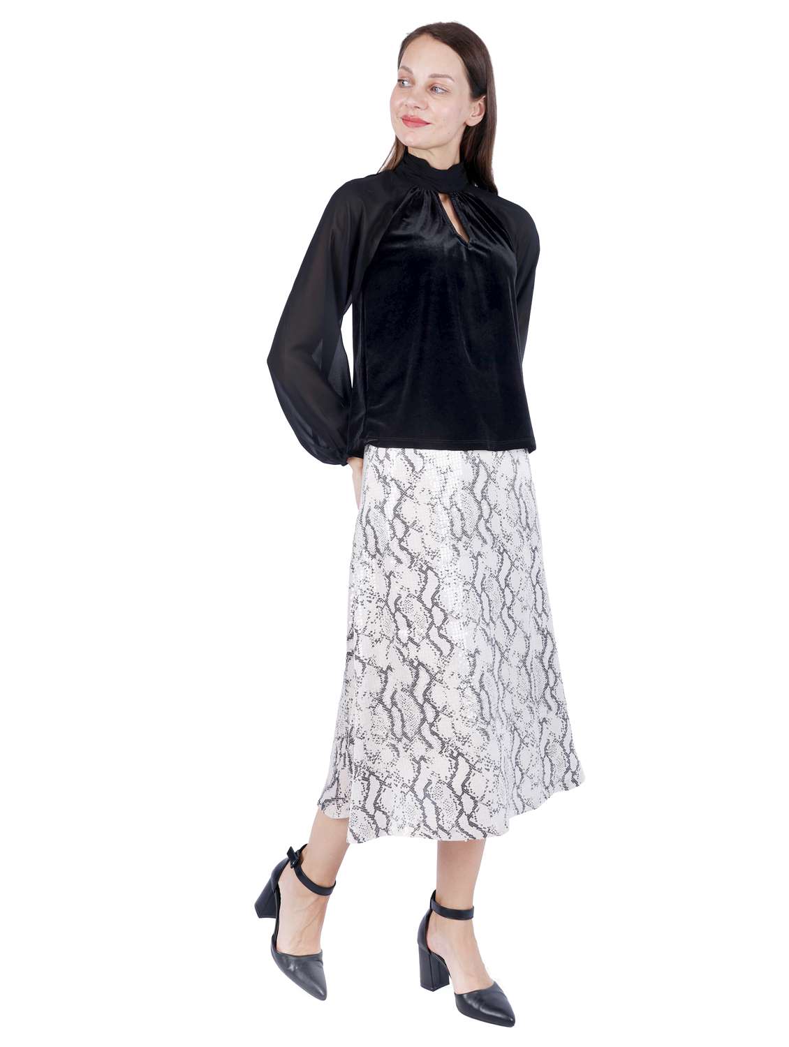 women black solid puff sleeve regular top - 22181480 -  Standard Image - 1