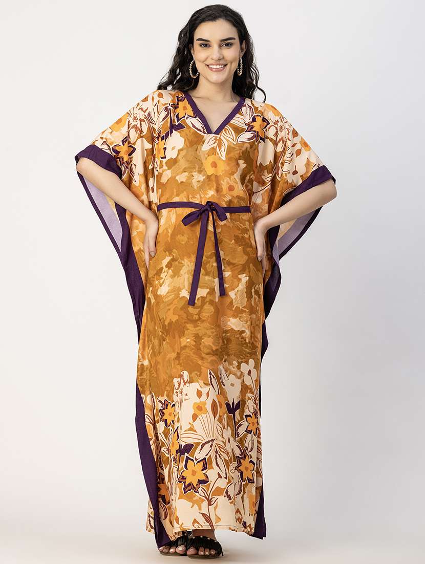 women printed kimono sleeve nighty - 22181485 -  Standard Image - 1