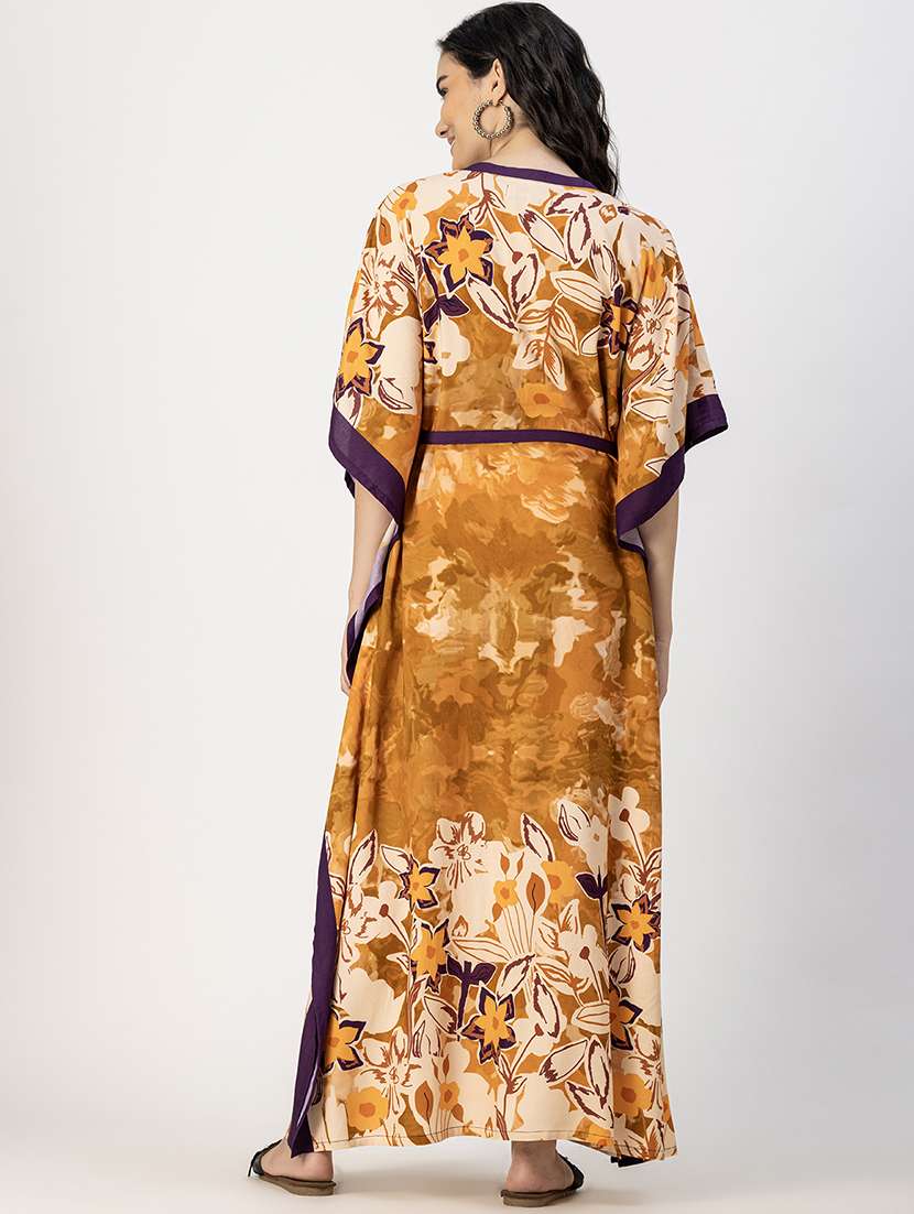 women printed kimono sleeve nighty - 22181485 -  Standard Image - 4