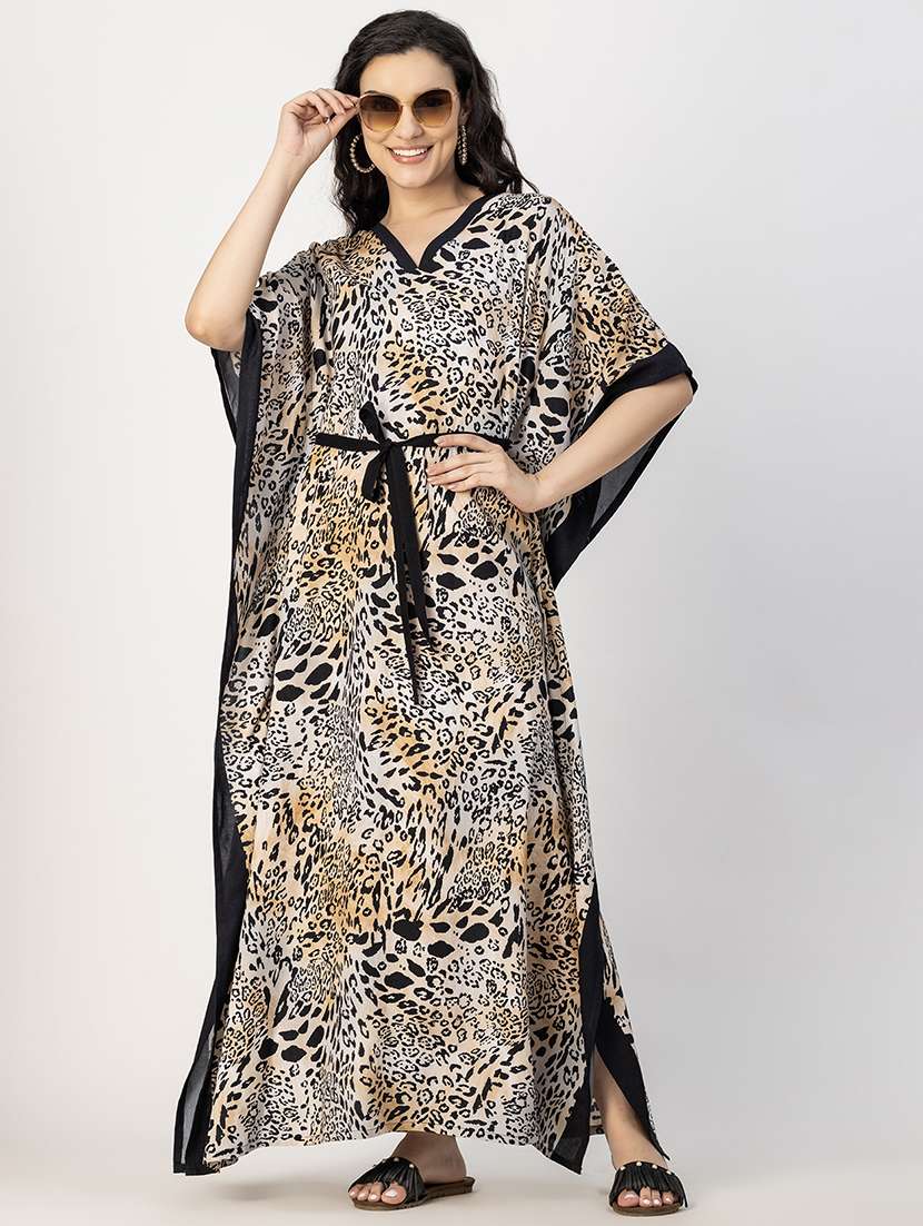 women animal print kaftan nighty - 22181486 -  Standard Image - 1