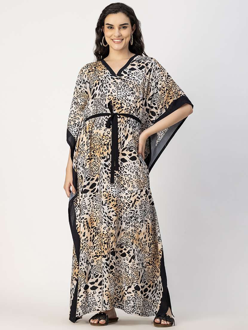 women animal print kaftan nighty - 22181486 -  Standard Image - 4